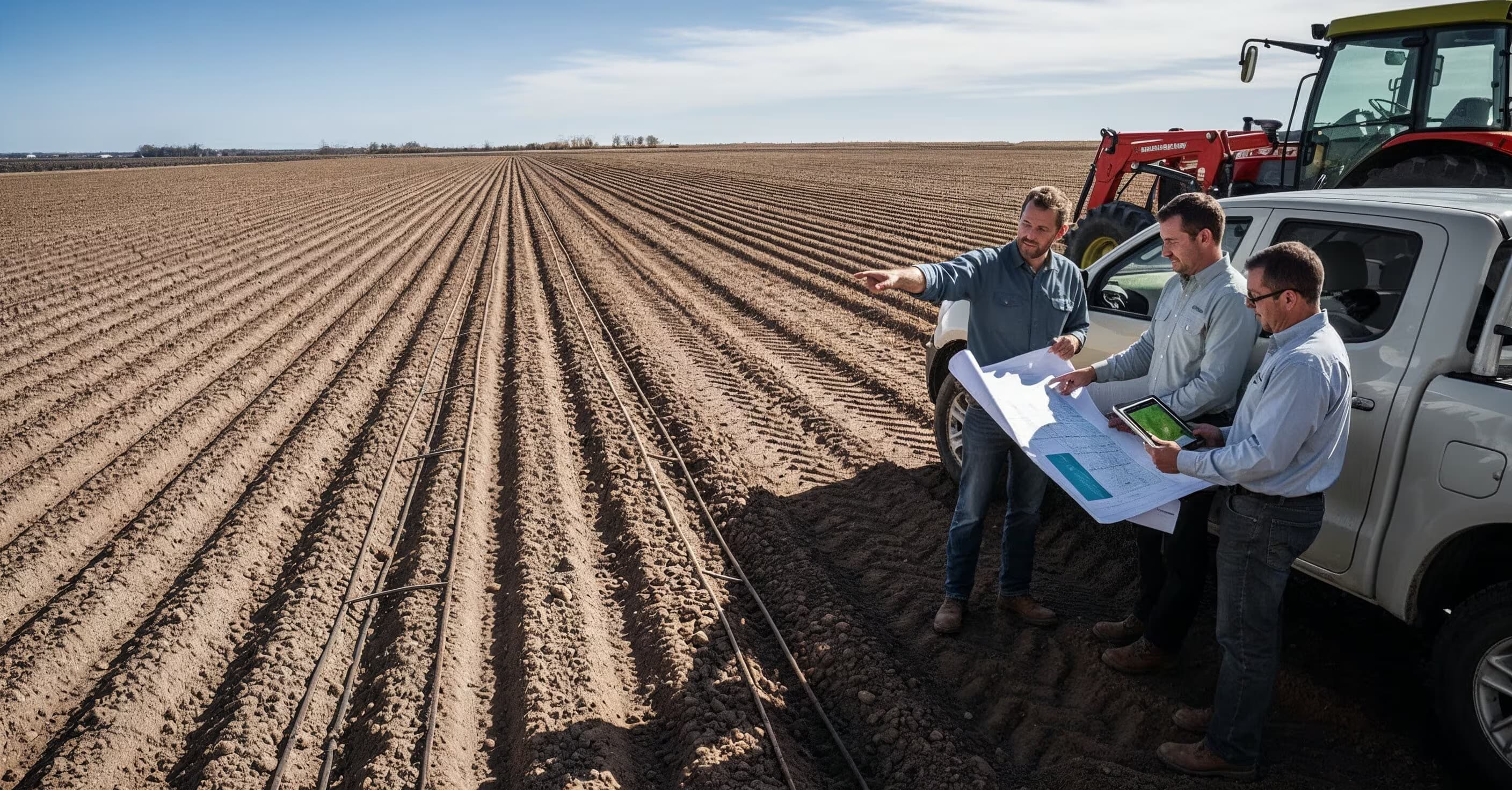 Fondo agrícola - Campo de cultivo al atardecer